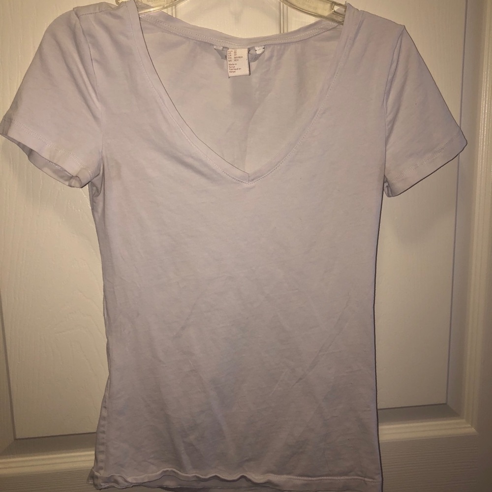 Basic White V Neck Top